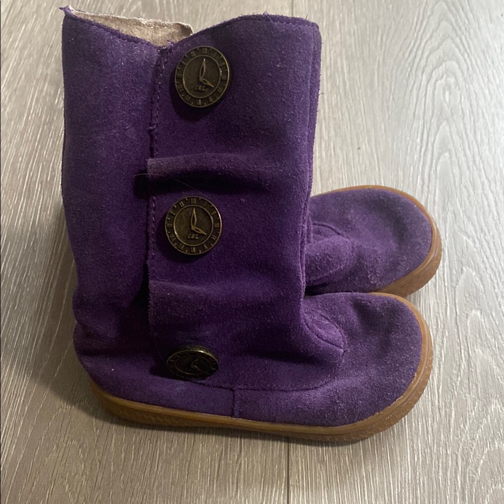 Live and Luca Toddler Girls Sz 6 6T 6c Purple Suede Button Leather Boots Tall
